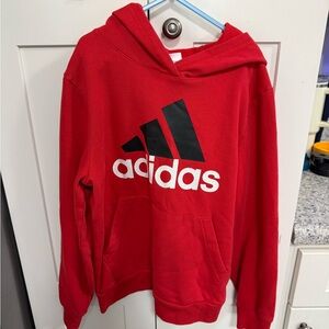 Adidas Kids Red and Black Logo Hoodie